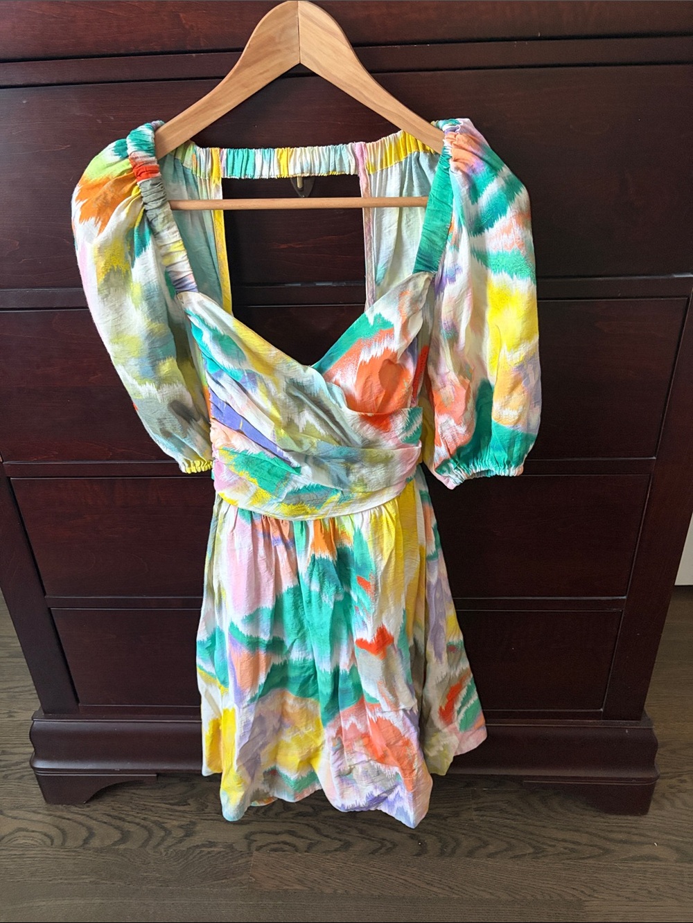Anthropologie Multicolor Tie-Dye Dress — Green, Purple, Yellow, Orange